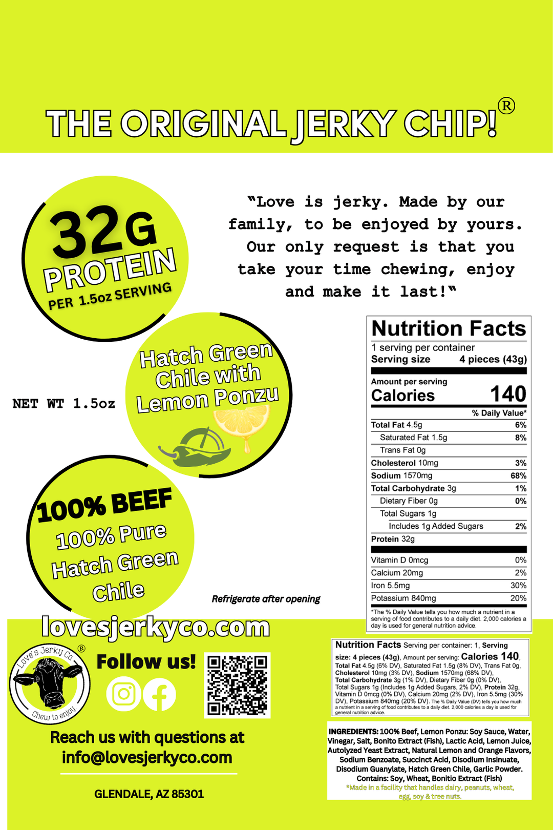 Hatch Green Chile with Ponzu Beef Jerky – Love's Jerky Co.